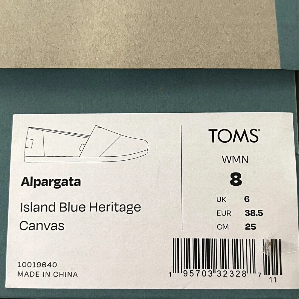 Toms Alpargata Women's Slip on Casual Shoes‎ Size 8 Blue Lightweight Comfort